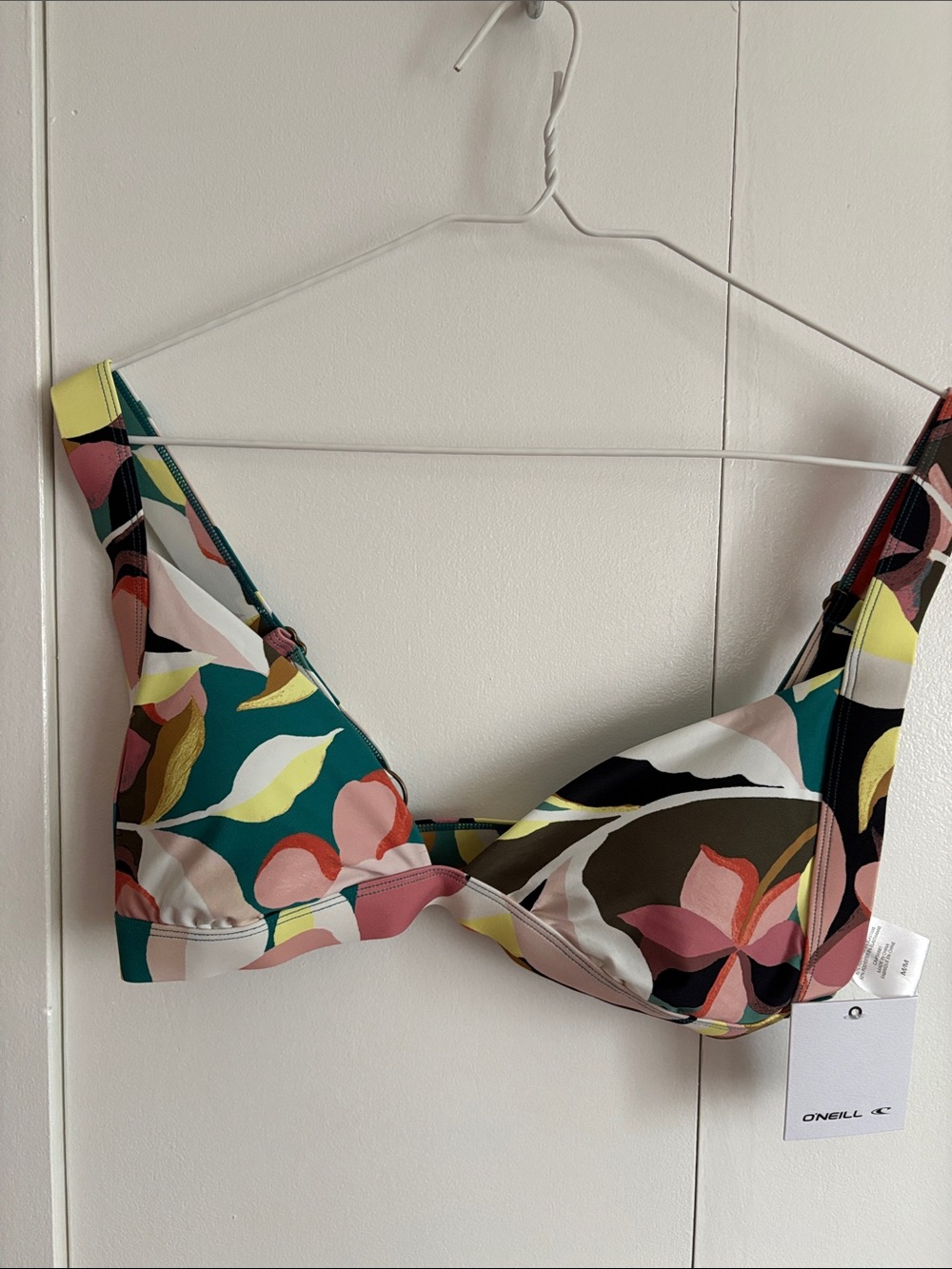 O'Neill Teal, Pink & Yellow Floral Bikini Top